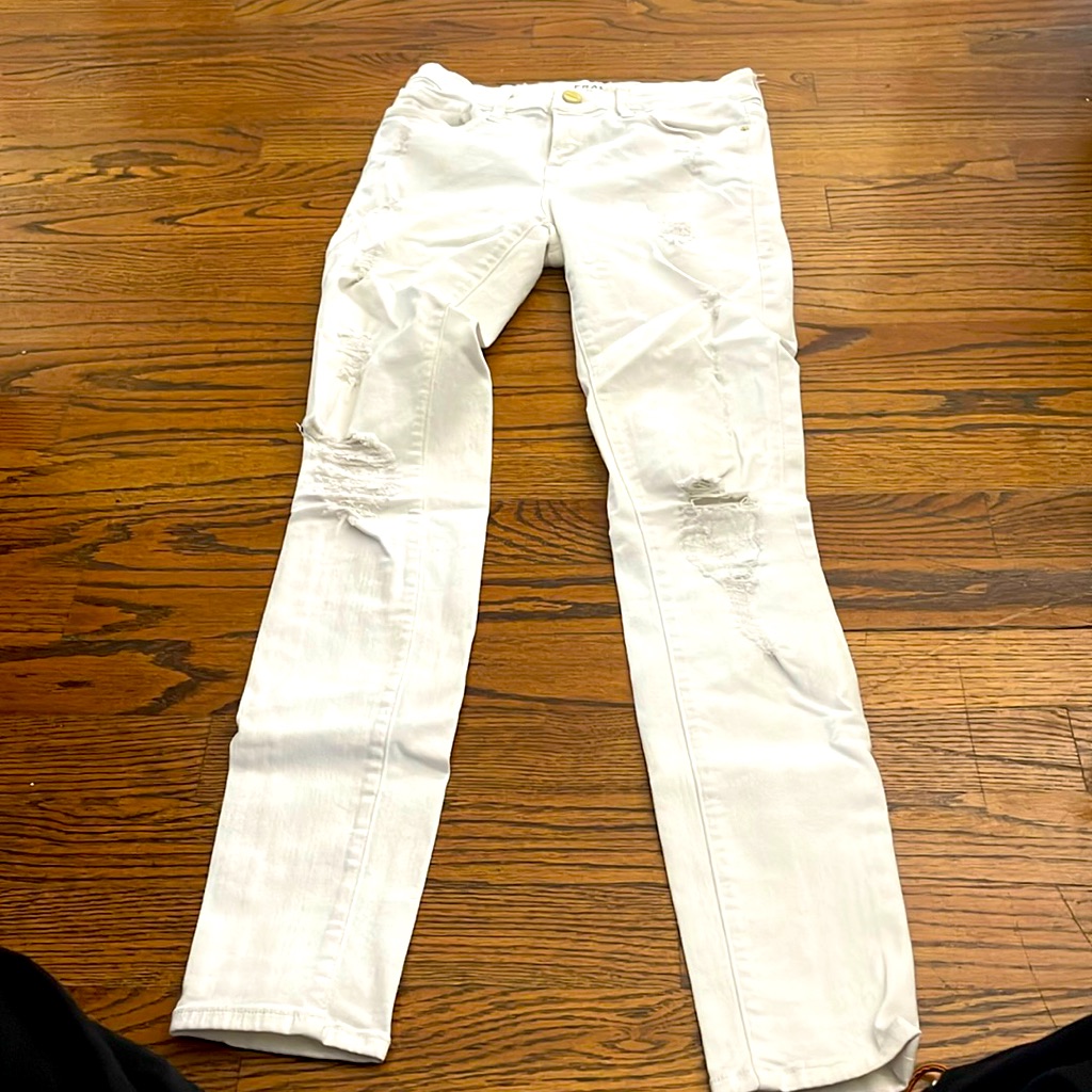 White Frame Destroyed Skinny Jeans
